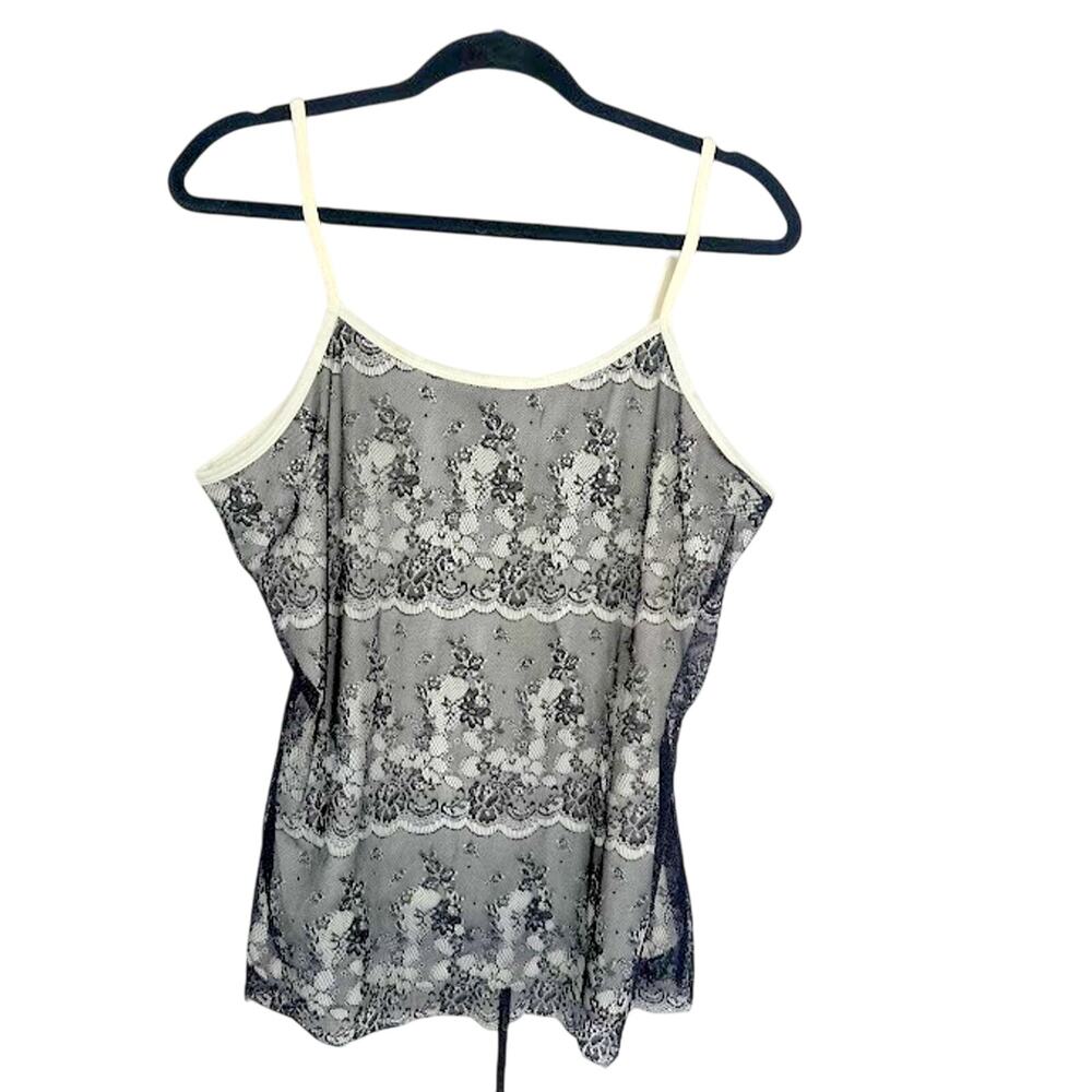 Vintage Y2K Fashion Bug‎ Whimisgoth Goth Dark Academia Tank Top Black Lace 0X